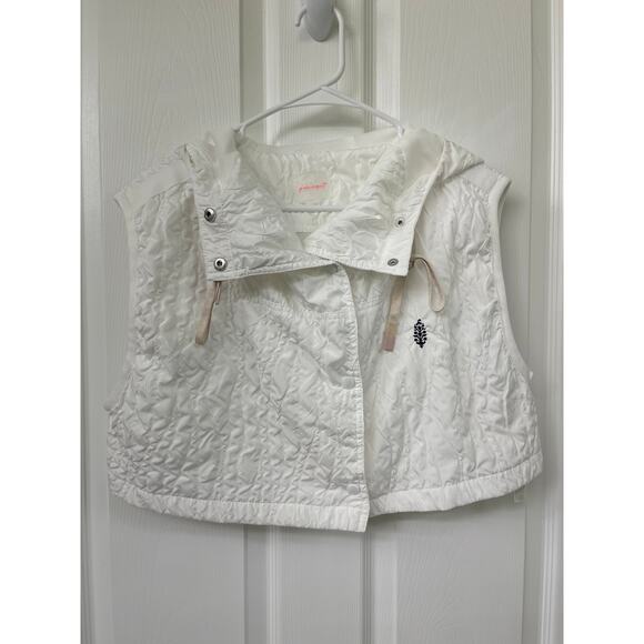 Free People Drift Away Micro Vest white sleeveless puff hoodie crop medium - Picture 7 of 13